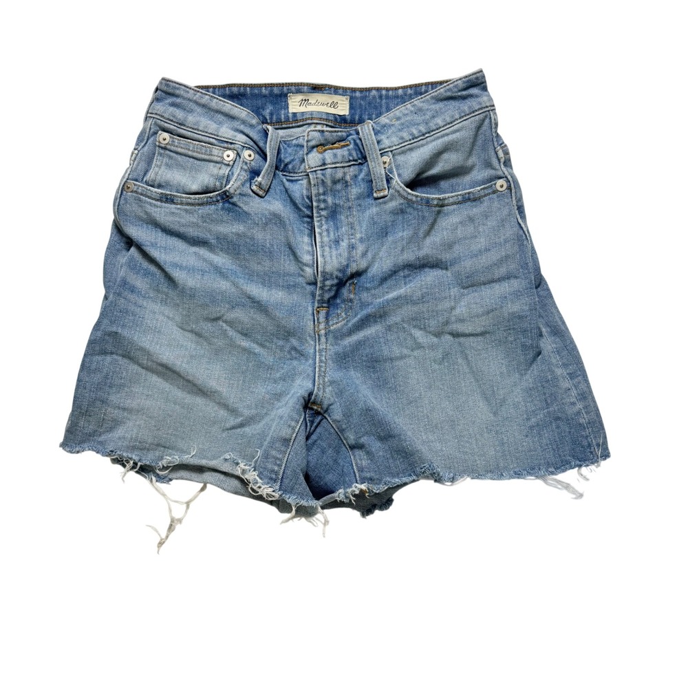 Madewell The Curvy Perfect Vintage Short Light Wash Raw Hem Denim Size 23